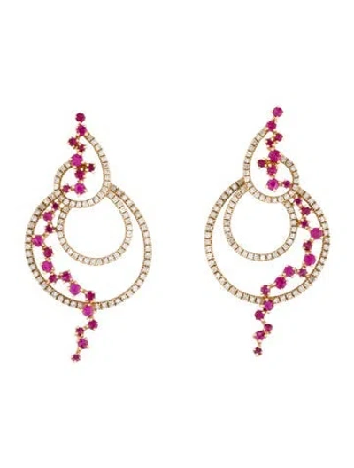 Pre-owned Earrings 14k 1.23ctw Ruby & Diamond Drop  In Multi