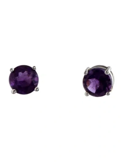 Pre-owned Earrings 14k 1.24ctw Amethyst Stud  In Multi