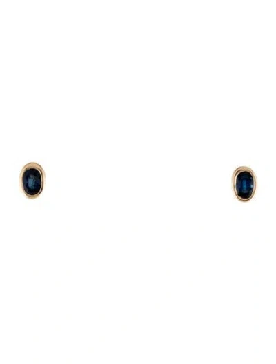 Pre-owned Earrings 14k 1.24ctw Sapphire Stud  In Multi