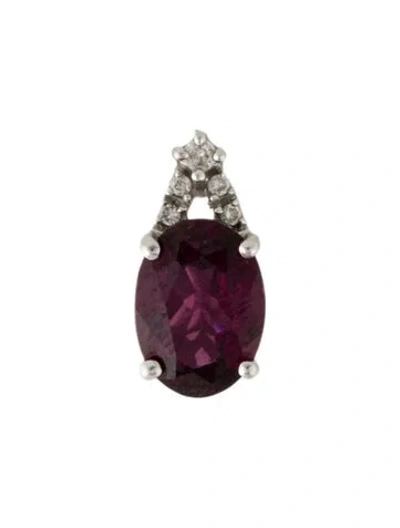 Pre-owned Earrings 14k 1.25ct Rhodolite Garnet & Diamond Stud Earring In Multi