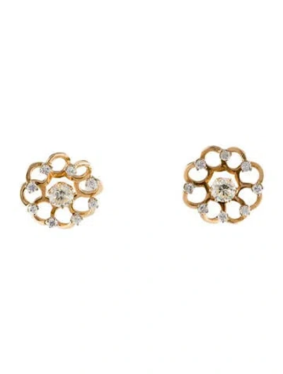 Pre-owned Earrings 14k 1.26ctw Diamond Jacket & Stud  In Multi
