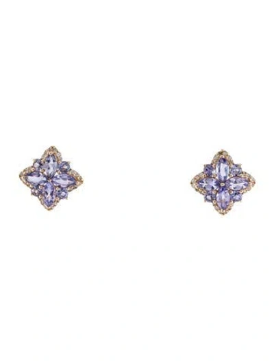 Pre-owned Earrings 14k 1.28ctw Tanzanite & Sapphire Stud  In Multi