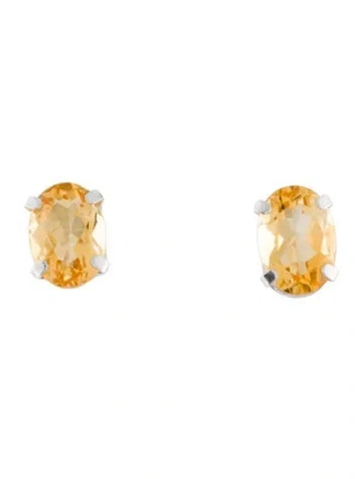Pre-owned Earrings 14k 1.30ctw Citrine Stud  In Multi