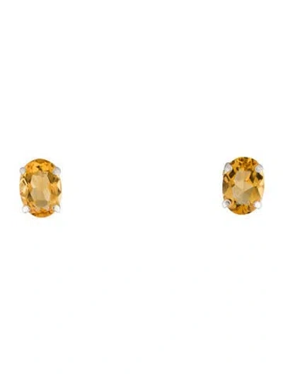Pre-owned Earrings 14k 1.30ctw Citrine Stud  In Multi