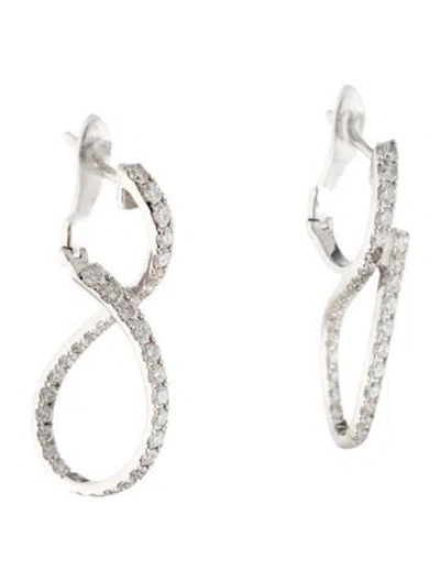 Pre-owned Earrings 14k 1.30ctw Diamond Hoop Drop  In Multi