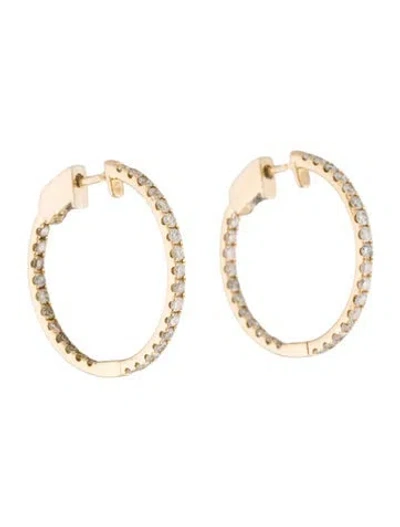Pre-owned Earrings 14k 1.30ctw Diamond Inside-out Hoop  In Multi