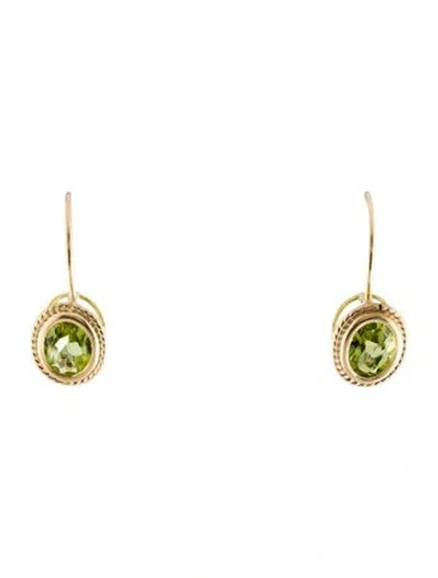 Pre-owned Earrings 14k 1.30ctw Peridot Drop  In Multi