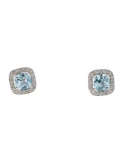 Pre-owned Earrings 14k 1.30ctw Topaz & Diamond Stud  In Multi