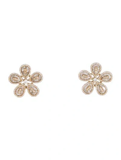 Pre-owned Earrings 14k 1.31ctw Diamond Flower Earclip  In Multi