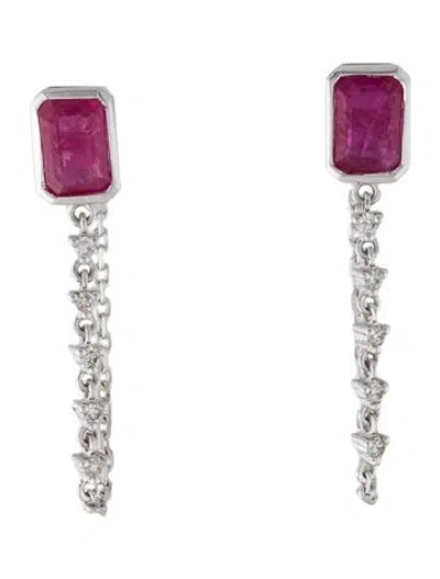 Pre-owned Earrings 14k 1.31ctw Ruby & Diamond Drop  In Multi