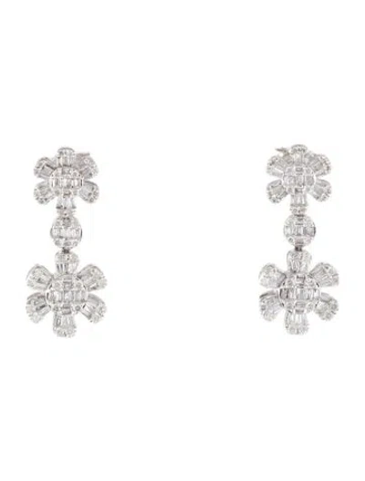 Pre-owned Earrings 14k 1.33ctw Diamond Flower Drop  In Multi