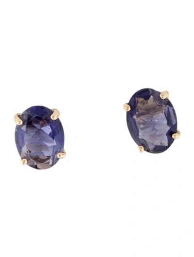 Pre-owned Earrings 14k 1.34ctw Iolite Stud  In Multi