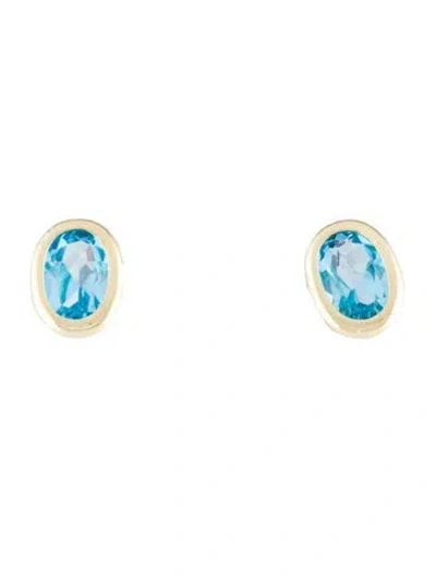 Pre-owned Earrings 14k 1.34ctw Topaz Stud  In Multi