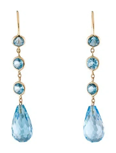 Pre-owned Earrings 14k 1.36ctwtopaz Drop  In Multi