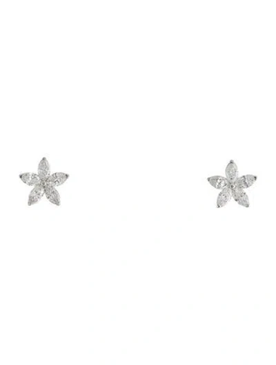 Pre-owned Earrings 14k 1.37ctw Diamond Marquise Stud  In Multi
