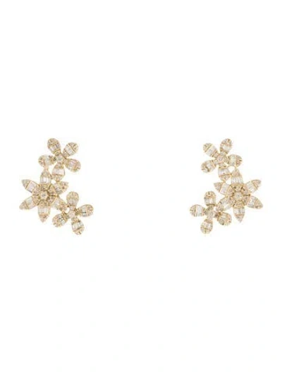 Pre-owned Earrings 14k 1.37ctw Flowers Stud  In Multi