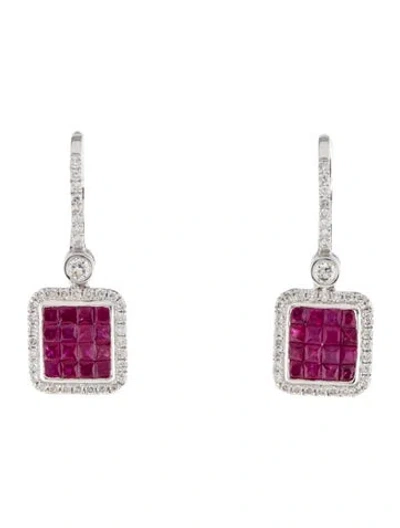 Pre-owned Earrings 14k 1.37ctw Ruby & Diamond Drop  In Multi