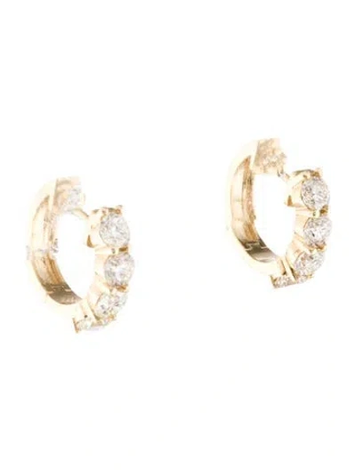 Pre-owned Earrings 14k 1.38ctw Diamond Huggie Hoop  In Multi