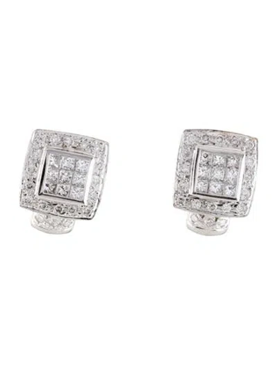 Pre-owned Earrings 14k 1.38ctw Diamond Square Earclip  In Multi