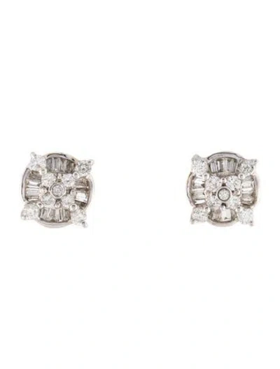 Pre-owned Earrings 14k 1.39ctw Diamond Cluster Stud  In Multi