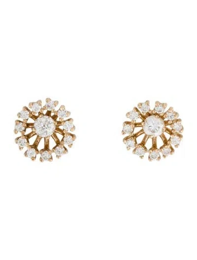Pre-owned Earrings 14k 1.39ctw Diamond Floral Stud  In Multi