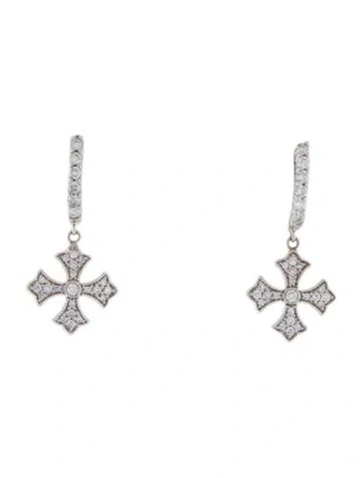 Pre-owned Earrings 14k 1.40ctw Diamond Cross Drop  In Multi