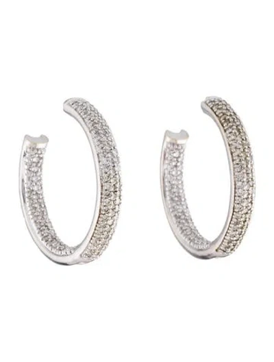 Pre-owned Earrings 14k 1.41ctw Diamond Inside Out Hoop  In Multi