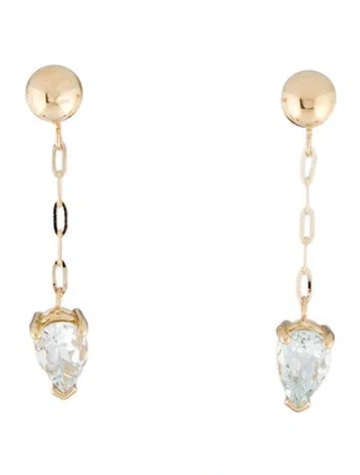 Pre-owned Earrings 14k 1.44ctw Aquamarine Drop  In Multi