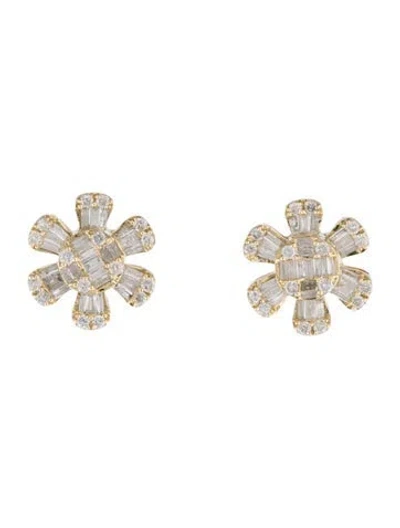 Pre-owned Earrings 14k 1.44ctw Diamond Flower Stud  In Multi