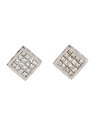 Pre-owned Earrings 14k 1.44ctw Diamond Square Earclips In Multi