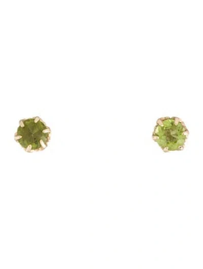Pre-owned Earrings 14k 1.44ctw Peridot Stud  In Multi