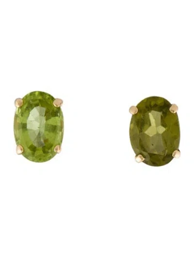 Pre-owned Earrings 14k 1.44ctw Peridot Stud  In Multi
