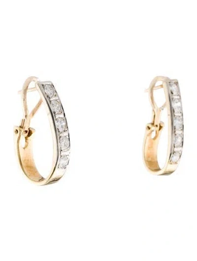 Pre-owned Earrings 14k 1.46ctw Diamond Hoop  In Multi