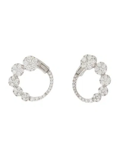 Pre-owned Earrings 14k 1.47ctw Diamond Circle Hoop  In Multi