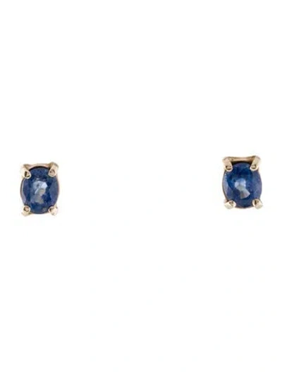 Pre-owned Earrings 14k 1.47ctw Sapphire Stud  In Multi