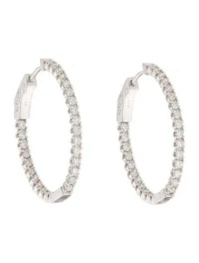 Pre-owned Earrings 14k 1.48ctw Diamond Hoop  In Multi