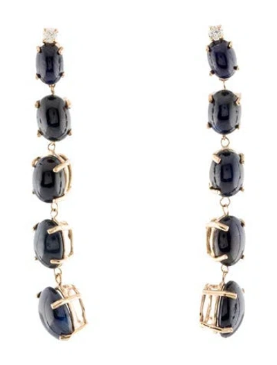 Pre-owned Earrings 14k 14.96ctw Sapphire & Diamond Drop  In Multi