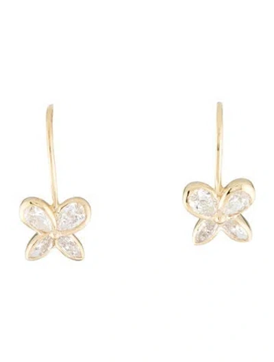 Pre-owned Earrings 14k 1.49ctw Lab-grown Diamond Flower Drop  In Multi