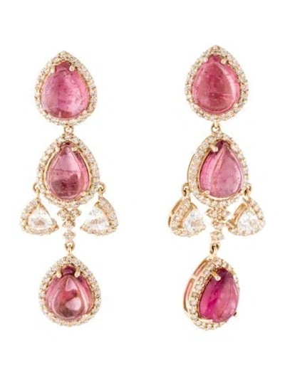 Pre-owned Earrings 14k 15.01ctw Tourmaline, Sapphire, & Diamond Drop  In Multi