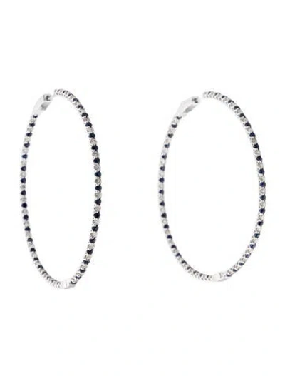Pre-owned Earrings 14k 1.50ctw Diamond & Sapphire Hoop  In Multi