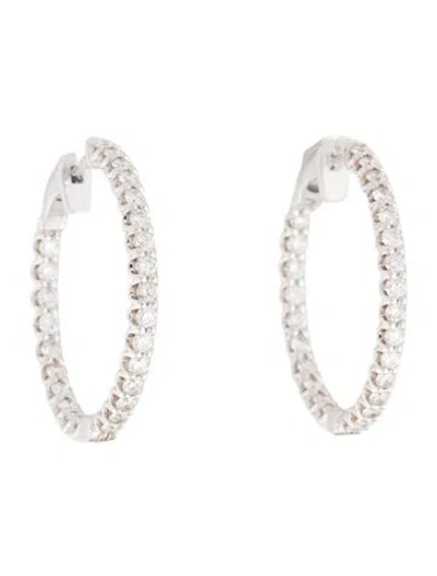 Pre-owned Earrings 14k 1.50ctw Diamond Inside-outside Hoop  In Multi
