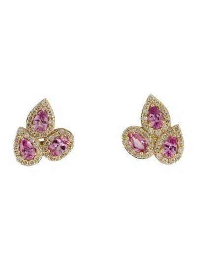 Pre-owned Earrings 14k 1.50ctw Sapphire & Diamond Stud  In Multi