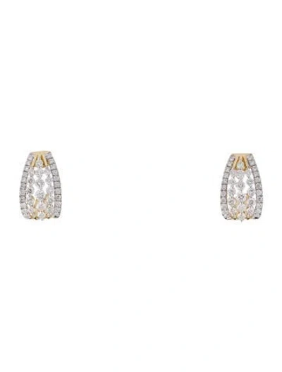 Pre-owned Earrings 14k 1.51ctw Diamond Pavé Huggie Drop  In Multi