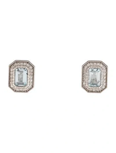 Pre-owned Earrings 14k 1.52ctw Topaz & Diamond Stud  In Multi