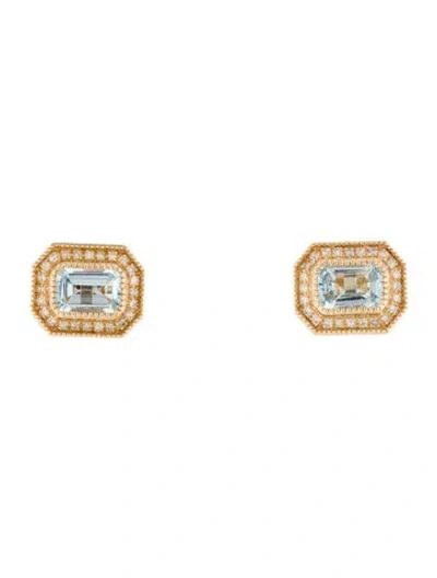 Pre-owned Earrings 14k 1.52ctw Topaz & Diamond Stud  In Multi