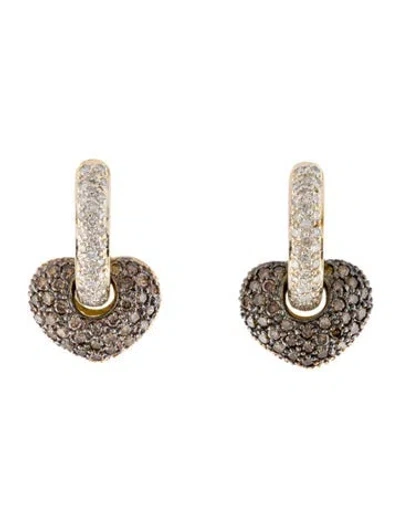 Pre-owned Earrings 14k 1.53ctw Diamond Heart  In Multi