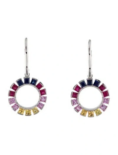 Pre-owned Earrings 14k 1.54ctw Sapphire & Ruby Drop  In Multi