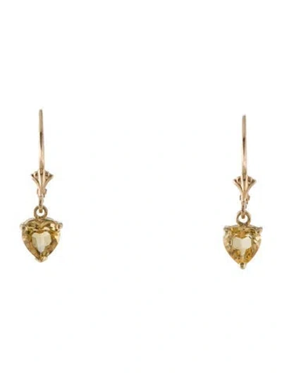 Pre-owned Earrings 14k 1.56ctw Citrine Drop  In Multi