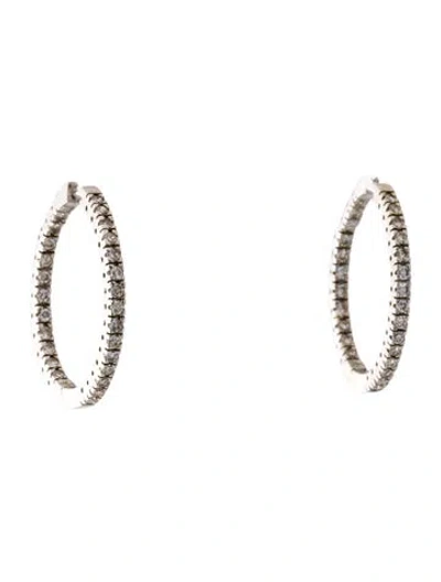 Pre-owned Earrings 14k 1.56ctw Diamond Hoop Inside Out  In Multi