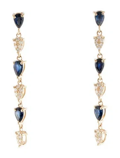 Pre-owned Earrings 14k 1.56ctw Sapphire & Diamond Drop  In Multi